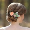 Fangsen Wedding Rose Flower Hair Comb Bridal Headpiece Floral Hair Accessories for Brides and Bridesmaids (Ivory)