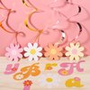 26 PCS Groovy Party Banners Boho Happy Birthday Party Decorations Daisy Flower Hanging Swirls Retro Hippie Party Ceiling Streamers for Two Groovy Retro Party Supplies Baby Shower