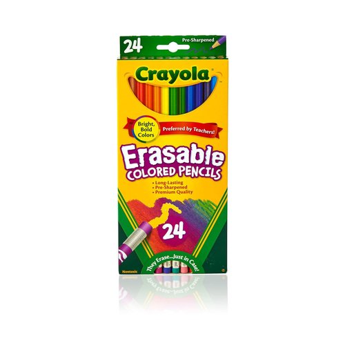 Crayola Erasable Colored Pencils (24ct), Kids Coloring Pencils for Coloring Books, Arts & Crafts, Stocking Stuffers for Kids, 6+