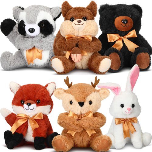 Syhood 6 Pieces Woodland Stuffed Animal Set 11.8 Inch for Baby Shower Plush Woodland Toy Wild Stuffed Animals for Animal Themed Parties Decoration Teacher Student Achievement Award Birthday Gifts