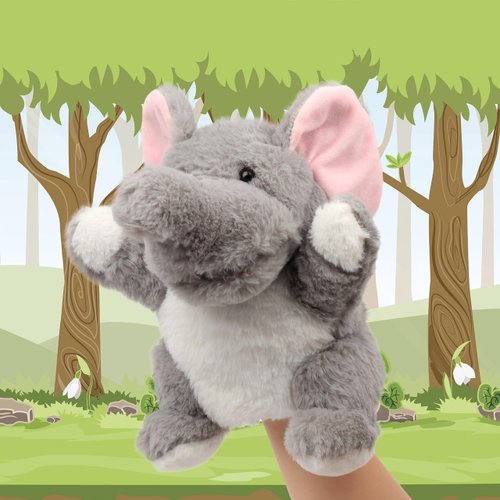 Cuteoy Plush Elephant Hand Puppet Stuffed Animal Toy Open Movable Mouth Creative Role Play Storytelling Plushies Gifts for Kids Toddlers Birthday Christmas