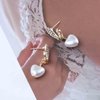 Allereyae Vintage Crystal Pearl Heart Dangle Earrings Rhinestone Pearl Drop Earrings Gold Cz Pearl Stud Earrings Heart Love Earrings Jewelry for Women