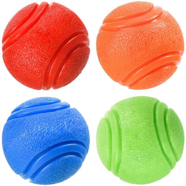 YoFellas Dog Toy Balls, 4 PCS Rubber Ball Set, Chew Resistant, High Bounce, Textured Design for Teeth Cleaning, Dog Training, Small Breeds, 2in Diameter