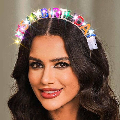 DRESBE Light Up Birthday Headband LED Its My Birthday Headbands Birthday Party Favors Hair Accessories for Women (Colorful)
