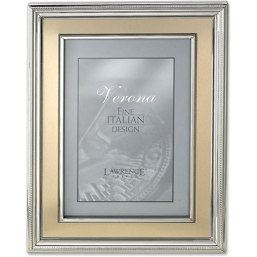 Lawrence Frames 840246 4x6 Silver Plated Metal Picture Frame - Brushed Gold Inner Panel