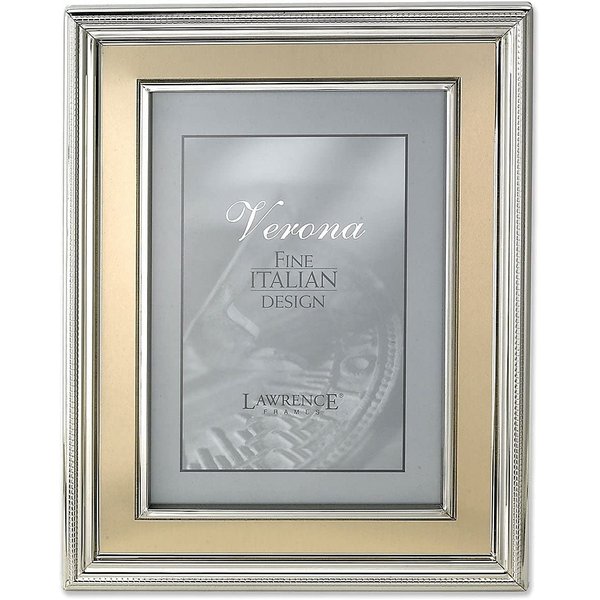 Lawrence Frames 840246 4x6 Silver Plated Metal Picture Frame - Brushed Gold Inner Panel