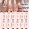 Glitter Gradient Pink Press on Nails Medium Ballerina Fake Nails Luxurious Crystal Gem Design False Nails with Glue on Nails Artificial Acrylic Nails Bling Square Stick on Nails for Women Girls