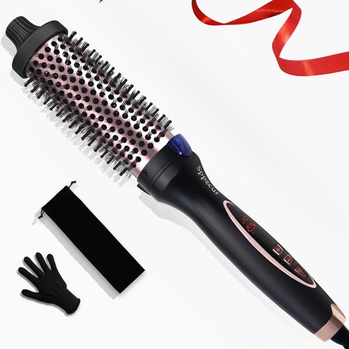 Thermal Brush, Curling Iron Brush, Ionic Heated Round Brush, Thermal Round Brush with Ceramic Coating with LCD Display 1.25 Inch