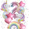 Unicorn Balloons Unicorn Birthday Party Decorations for Girls Foil Balloons Set Macaron and Rainbow Balloon Wedding Baby Shower Party Supplie (number 2)