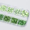 Green Nail Art Rhinestone, 3D Crystal Nail Diamond Gem, Flatback Rhinestones Multi Shapes Sizes Nail Design for Women Girls Manicure Charms Decorations, DIY Jewelry Making Craft Supplies