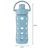 Lifefactory 12-Ounce Glass Water Bottle with Active Flip Cap and Protective Silicone Sleeve, Denim