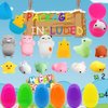 24PCS Easter Eggs + 24PCS Mochi Squishy Toys, Surprise Eggs Filled Mini Animal Squishy Stress Relief Toys for Kids Easter Mochi Squishies Party Favor, Easter Basket Stuffers, Easter Eggs Fillers Gifts