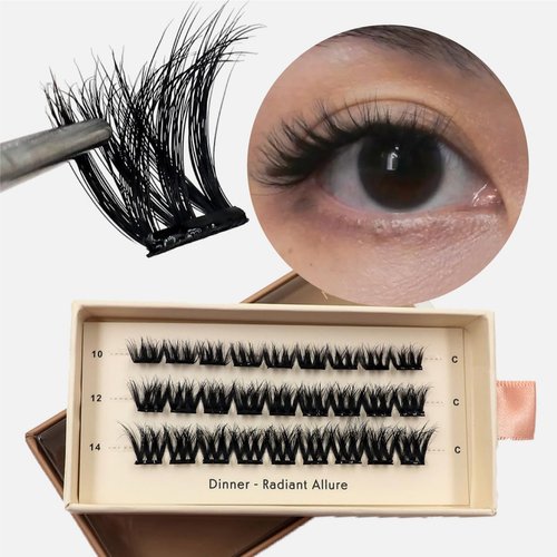 Nodspark Lazy Lashes - Dinner Radiant Allure | Pre-adhesive Instant Press-on Lash Clusters | No Glue Required | Lasts 3-7 Days | Easy To Apply | Stick And Go | Only Need Tweezers