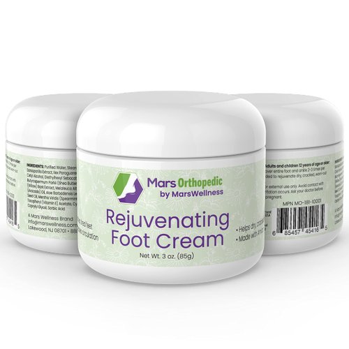 Mars Orthopedic Rejuvenating Foot Cream for Dry Cracked Heels and Feet, Diabetic Lotion-Natural Fast Acting Moisturizing Foot Cream for Neuropathy, Pain & Itchiness – Made in the USA – 3 Ounces