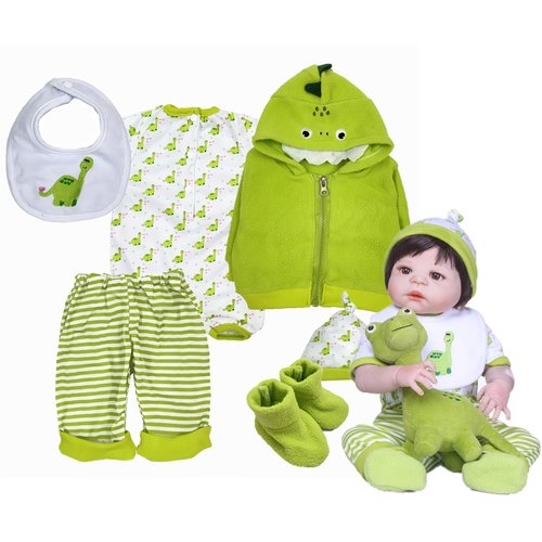 Reborn Baby Doll Clothes 22 inch Green Turtle Outfit Accessories for 20"- 22" Reborn Doll Newborn Baby Girl Boy Doll Clothes