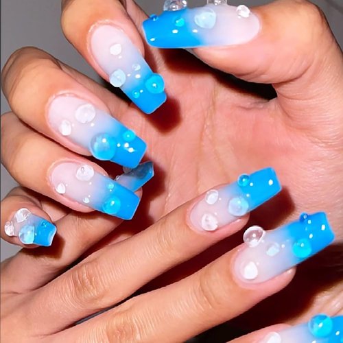 Vezocim Nail Art Beads, Clear Crystal Nail Caviar Pearl Designs, 3D Stereoscopic Mermaid Bubbles Glass Ball Acrylic Supplies Accessories for Women Girls Manicure Charms Decorations, DIY Crafts