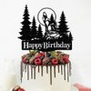 Sleyberoy Wolf Happy Birthday Cake Topper - Timberwolf Glitter Full Moon Cake Topper - Jungle Wild Animal theme Party Decor Supplies (wolf)