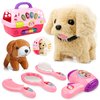 BELLOCHIDDO Dog Toys for Kids, Pretend Play Puppy Dog Toy for Kids with Interactive Electric Dog, 7 Piece Pet Care Playset with Carrier, Educational Toys for 1 2 3 4 5 6 Old Girls