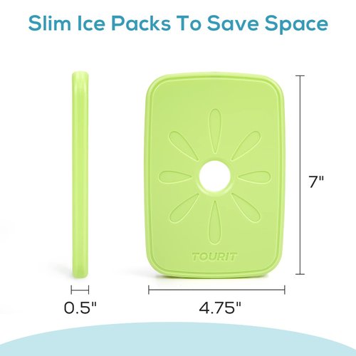 TOURIT Ice Packs for Lunch Bags and Coolers, Ice Packs Reusable for Lunch Box, Slim and Long Lasting Cool Pack for Work, Picnic or Camping