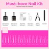 modelones Gel x Nail Kit, Nail Tips and Glue Gel Kit with Nail Glue Gel, 500Pcs Long Coffin Nail 10Sizes, Nail Dehydrator, Ultra-Portable LED Nail Lamp, Gel Nail Extension Kit Salon Gifts for Women