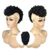 UAmy hair Afro Puff Mohawk Ponytail Jerry Curly Non Drawstring Ponytail Clip in Synthetic Fauxhawks Afro Puff Bun with Bangs Short Afro Kinky Curly Hair Bun Warp Hair Extensions with 6 BB Clips 1B