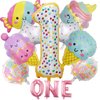12Pcs Ice Cream Balloons, Ice Cream Candy Birthday Decorations 40 inch Number Pink One Year Old Balloon Mylar Foil Balloon Foil Helium Balloons Sweet One Ice Cream Theme Birthday Party Supplies