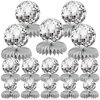 15 PCS Silver Disco Theme Honeycomb Centerpieces Disco Ball Party Decorations 70s Disco Party Table Centerpieces for Back to 70s Party Supplies Favors