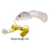 Gray Interactive Cat Toy, Hanging Self-Play Little Mouse Shaped Toys Cat Toy, Built-in Sound, Relieve Boredom, Hanging Squeak Mouse Stretchy Feather Plush Cat Toy with Adhesive Hooks