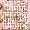 100 PCS Funny Pink Gingerbread Temporary Tattoos Sticker Birthday Gingerbread Man House Cookie Candy Christmas Party Decorations Supplies Favors Boys Girl Cute Fake Tattoo School Reward Themed Winter