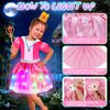 Toddlers Light Up Princess Dress Up Clothes for Little Girls 3-6, Unicorn & Peach Kids Dress Up Princess Costume with Tutu, Wing, Play Jewelry, Kid Pretend Play Princess Toys Gift for Girls Toddler