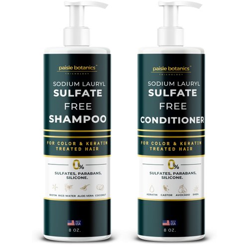 Sodium Lauryl Sulfate Free Shampoo and Conditioner Set Sulfate Free Shampoo and Conditioner For Color Treated Hair ALL NATURAL Women & Men Shampoo and Conditioner SLS Paraben and Sulfate Free Shampoo