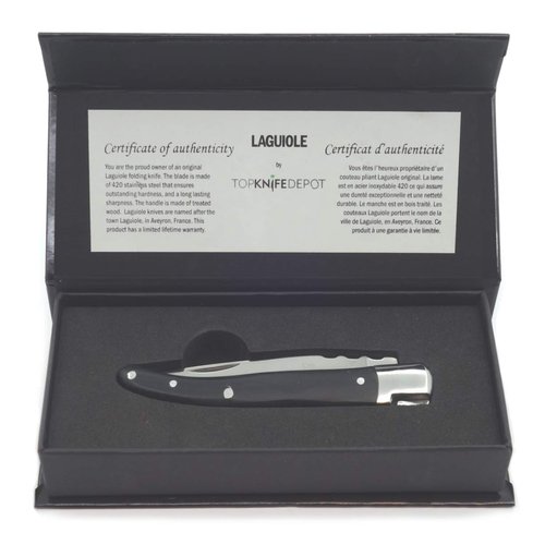 TopKnife Laguiole 4-1/2" Steak Folding Knife (Pakkawood Handle)