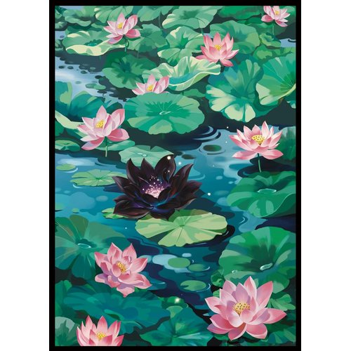 MTG Card Sleeves 100CT (Bloomburrow Black Lotus Pool), Matte Art Card Sleeves, Matte Back & Clear Front, 66x92mm