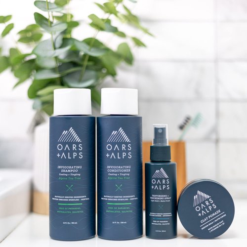 Oars + Alps Clay Hair Pomade for Men, Promotes Hair Growth, Medium Hold, Matte Finish, Reduces Frizz, Made with Kaolin Clay, 2.4 Oz