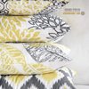 Phantoscope Set of 4 New Living Series Leaf Geometric Yellow and Grey Throw Decorative Pillow Cover Cushion Cover 18 x 18 inches 45 x 45 cm