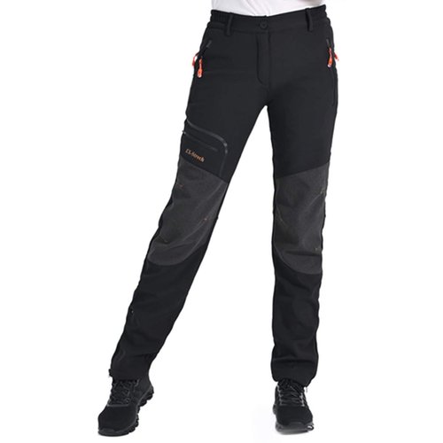 Postropaky Womens Outdoor Snow Ski Pants Waterproof Hiking Insulated Softshell Pants Snowboard Zipper Bottom Leg(Black8S)