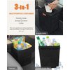 Pritent Car Trash Can with Lid, Cute Leakproof Car Trash Garbage Bag Hanging Vehicle Trash Bin Small Portable Automotive Garbage Cans Organizer for Back/Front Seat/Console(Trapezoid,Black)