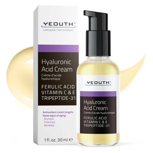 YEOUTH Hyaluronic Acid Moisturizer Face Cream with Vitamin C, Hydrating Hyaluronic Acid Cream for Enhancing Skin's Radiance, Suitable for Dry & Dull Skin 1oz