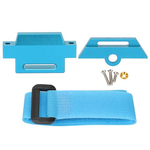 Tall Battery Holder Mount Hold Down for Traxxas 1/10 Slash 2WD 5822 5822A Chassis, Aluminium Alloy RC Battery Mount Plate, Battery Holder Mount with Strap for Traxxas 1/10 Slash (Blue)