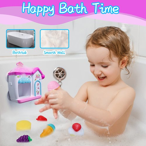 AugToy Bath Toys for Toddlers 3-5 Years, Ice Cream Foam Maker Bath Toys for Kids Ages 4-8, Bubble Pretend Cake Play Set Bathtub Toys Age 3 4 5 Year Old Girls Boys Christmas Birthday Gifts Idea Easter