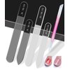 Glass Nail File Buffer with Case - 5PCS Nail Buffer and Nail Shiner Kit Glass Cuticle Pusher Nail Care for Men Women Nail Files for Natural Acrylic Nails Fingernail Files Manicure Tool