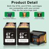 SAILNER 67XXL Ink Cartridge Black/Color Combo Pack Remanufactured Ink Cartridge Replacement for HP Ink 67 67XL 67XXL for HP DeskJet 4155e Ink Cartridges 2755e 4155 2700 Envy 6055 Printer for HP 67XXL