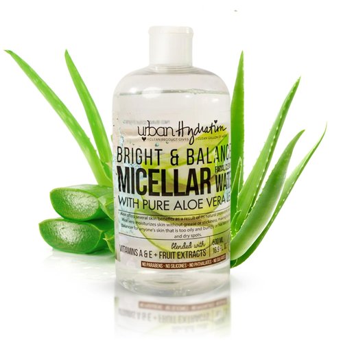 Urban Hydration Bright & Balanced Aloe Vera Leaf Micellar Water 10 OZ |Dirt & Make-up remover| Gentle Cleanser for All Skin Types | Hydrates & Purifies |Alcohol-Free, Paraben-Free (10 Oz)
