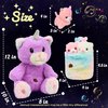 Hopearl LED Musical Stuffed Cat with Removable Bucket Lighting Up Singing Plush Toy Playset Mommy Cat with 3 Baby Kittens in The Basket Adjustable Volume Lullaby Animated Soothe Gifts for Kids, 12''