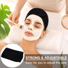 Whaline 3Pcs Spa Facial Headband White Black Grey Head Wrap Terry Cloth Waffle Adjustable Makeup Headband for Bath Sports Washing Face Shower
