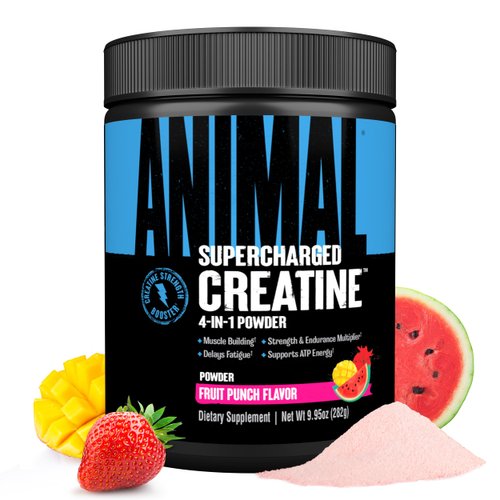 Animal Supercharged Creatine Powder -Enhanced Creatine Monohydrate Supplement Plus Betaine Anhydrous, PurpleForce and Senactiv - Delay Fatigue, Enhance Endurance, Improve Muscle Recovery - Fruit Punch