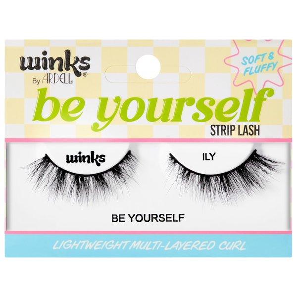 Ardell Winks Be Yourself Lashes - ILY, Eye-Enhancing Black Strip Lashes, Easy Application, Natural Look False Eyelashes, 1-Pair