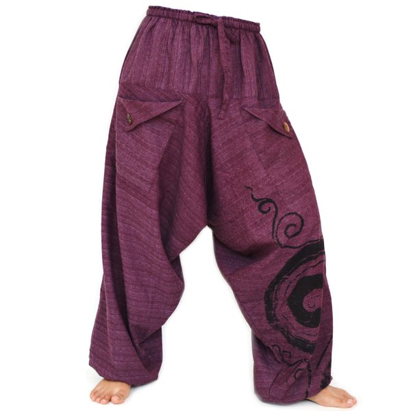 Siamrose Boho Hippie Harem Pants, Baggy Pants Men Women, One Size (Purple)