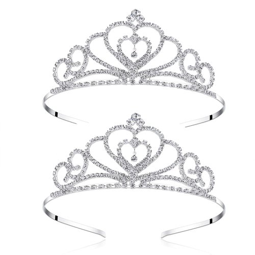 Lovelyshop Rhinestone Crystal Tiara-Wedding Bridal Prom Birthday Pegeant Prinecess Crown (Heart）-2 Pack