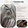 Full Shine Clip in Hair Extensions Ash Brown Highlights Platinum Blonde 14 Inch Full Head Clip in Hair Extensions 8Pcs/120G Pu Weft Real Human Hair Clip in Extensions Seamless Human Hair